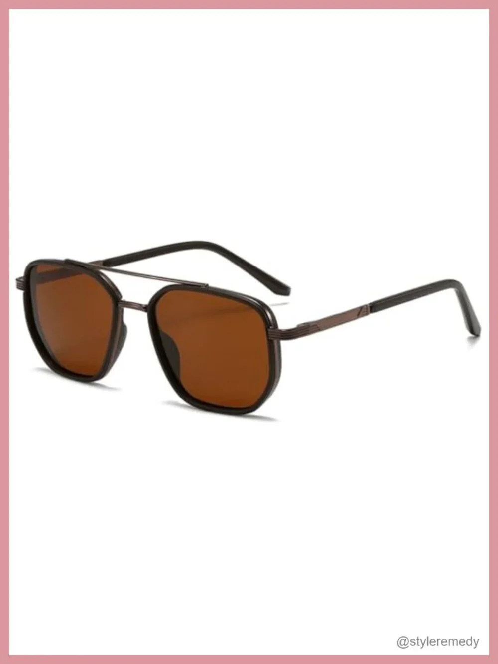 Square Metal Frame Polarized Sunglasses with Double Beam Design